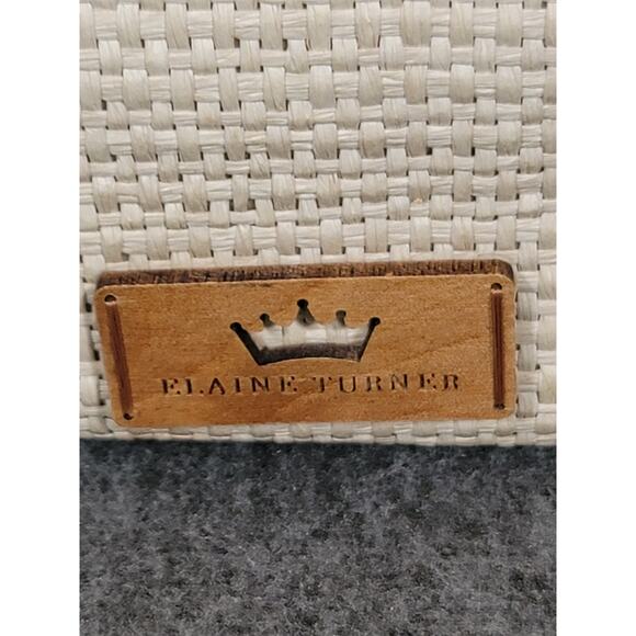 Elaine Turner Beige Woven Straw Handbag with Multicolor Double Handle - Picture 10 of 12